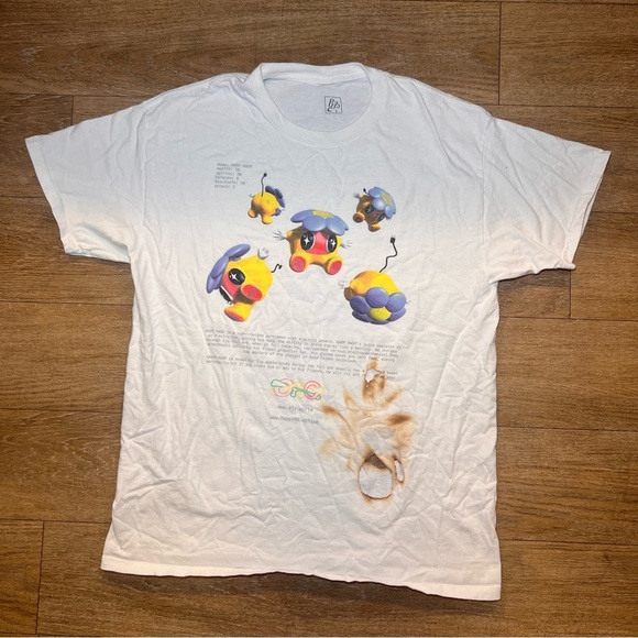 White Graphic T-Shirt with Colorful Characters - Picture 1 of 4